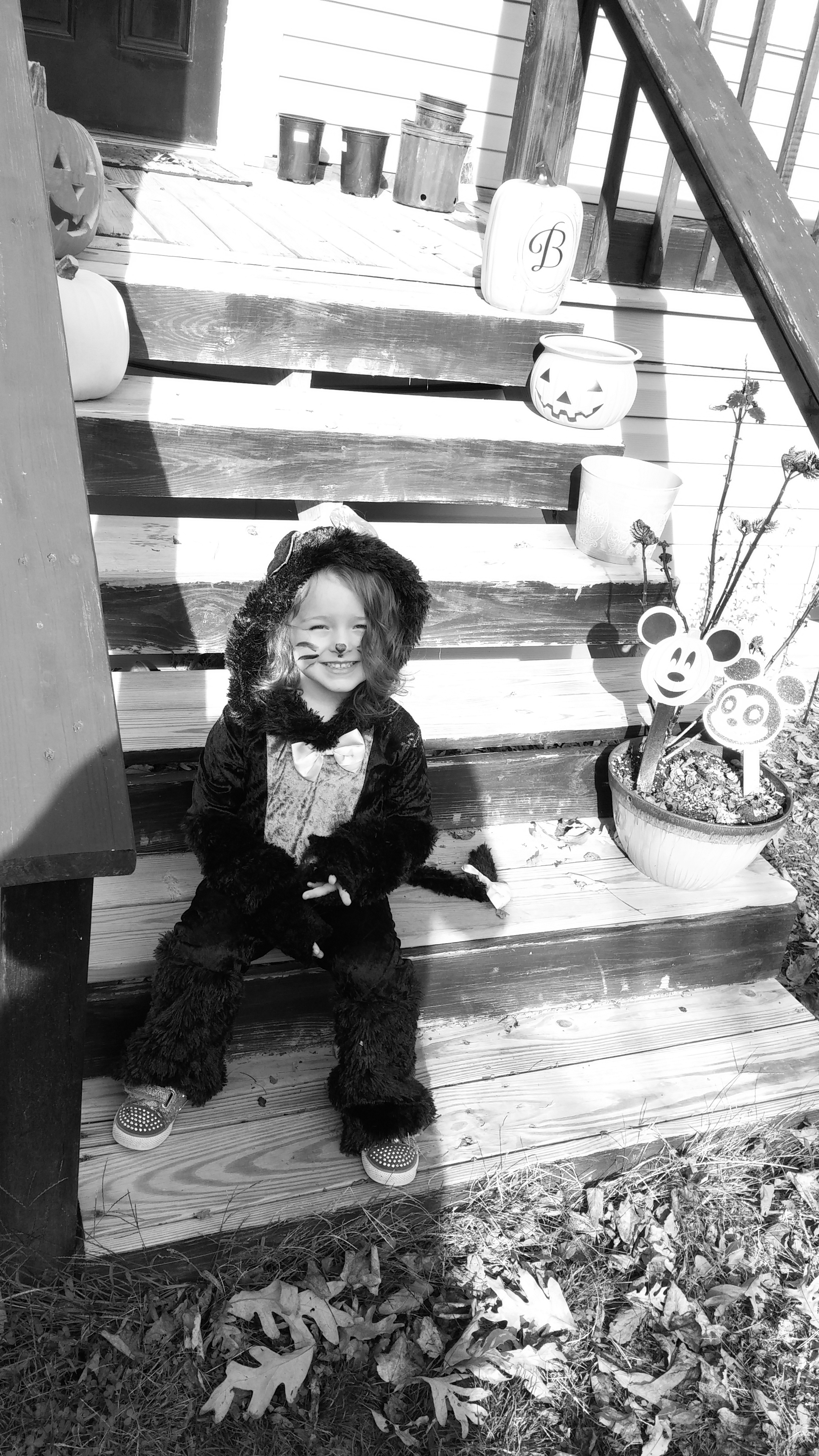 A picture of Lauren dressed as a cat.